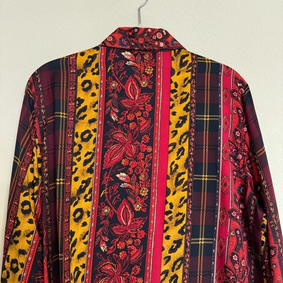 Vintage Silk Blouse Cheetah Floral Animal Print Size 8 MADE KOREA - Picture 11 of 15